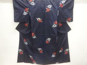 花模様織り出し手織り紬着物
